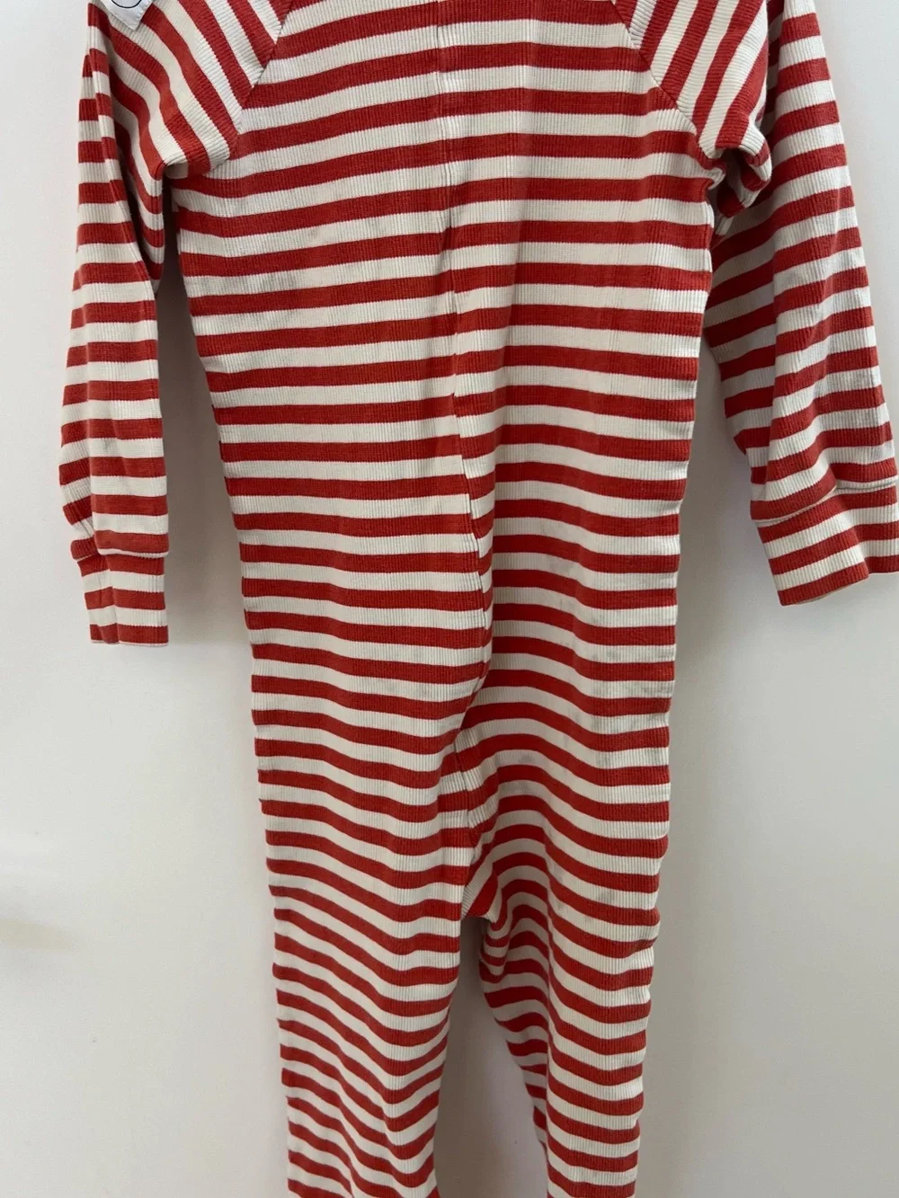 Mini Rodini Red and White Striped Zip One-Piece Footie